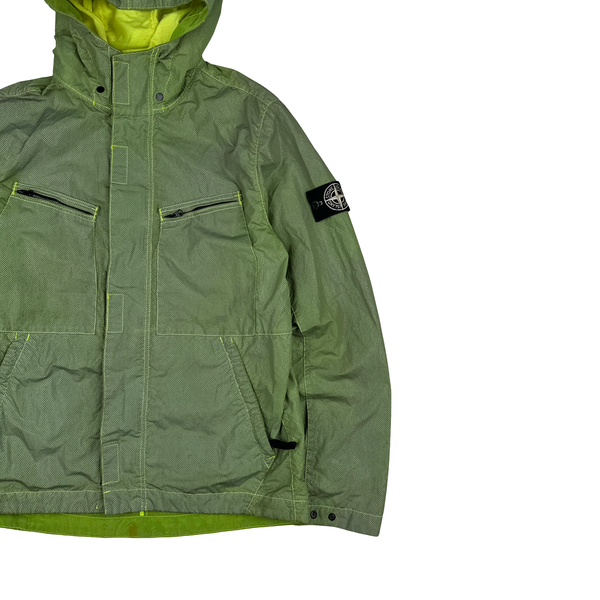 Stone Island 2016 Green Silver Pixel Reflective Hooded Jacket - Medium