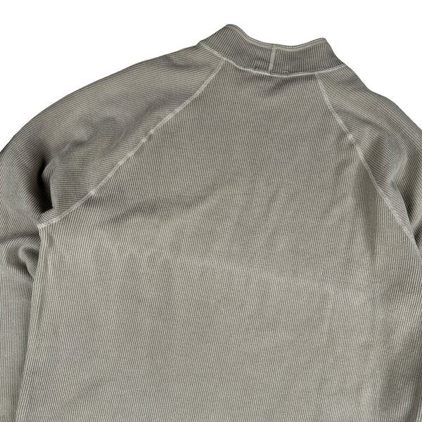 Stone Island 2003 Tan Mock Neck Ribbed Cotton Pullover - XXL