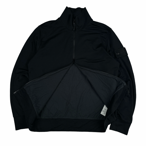 Stone Island 2022 Black Ghost Stretch Cotton Zipped Jumper - Small