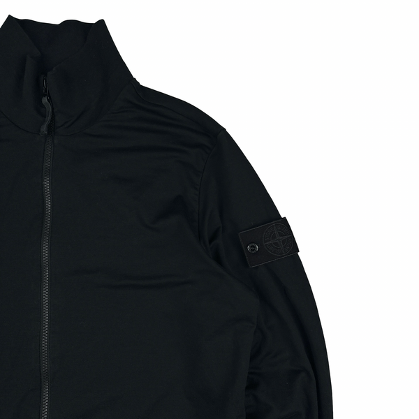 Stone Island 2022 Black Ghost Stretch Cotton Zipped Jumper - Small