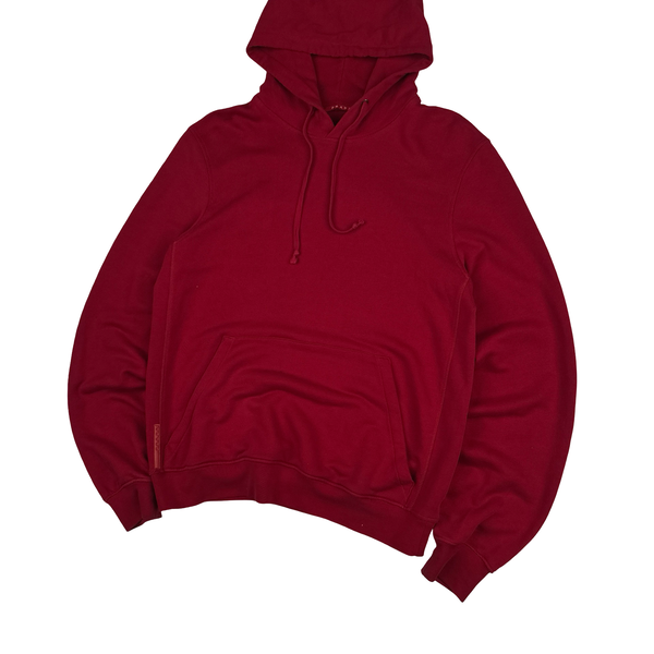 Prada Red Cotton Red Tab Pullover Hoodie - Large