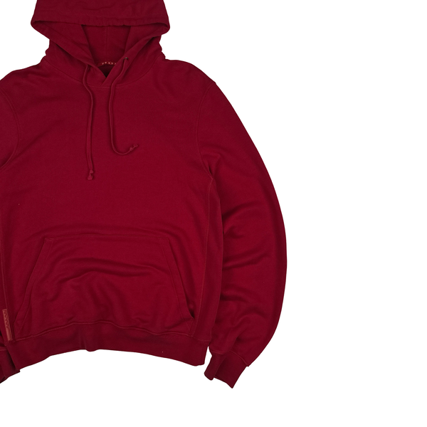 Prada Red Cotton Red Tab Pullover Hoodie - Large