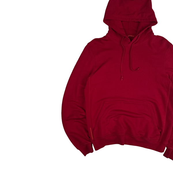 Prada Red Cotton Red Tab Pullover Hoodie - Large
