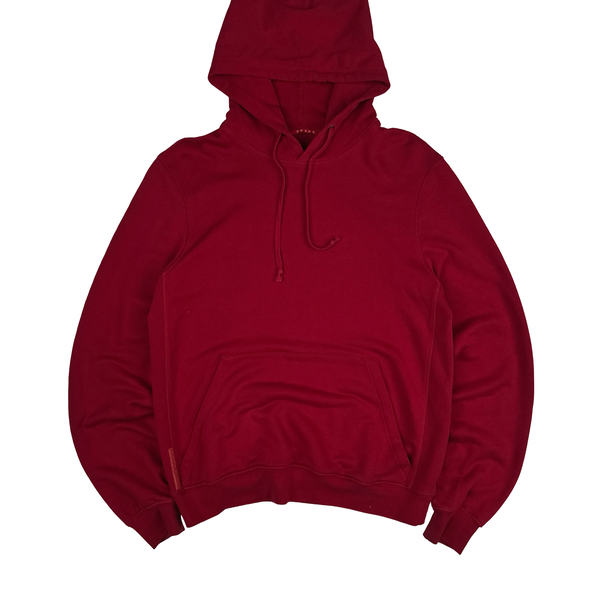Prada Red Cotton Red Tab Pullover Hoodie - Large