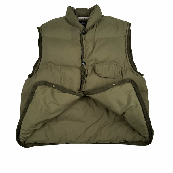 Stone Island Vintage 1994 Khaki Green Nylon Down Gilet - XL