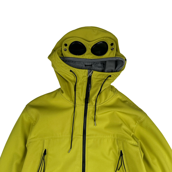 CP Company Yellow Soft Shell R Goggle Hooded Zipped Jacket - XL