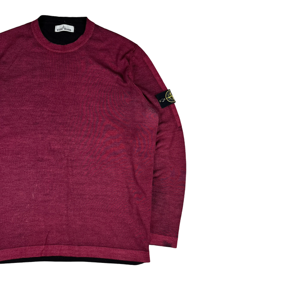 Stone Island 2018 Crimson Garment Dyed Knit Jumper - 3XL