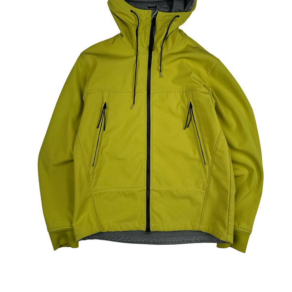CP Company Yellow Soft Shell R Goggle Hooded Zipped Jacket - XL