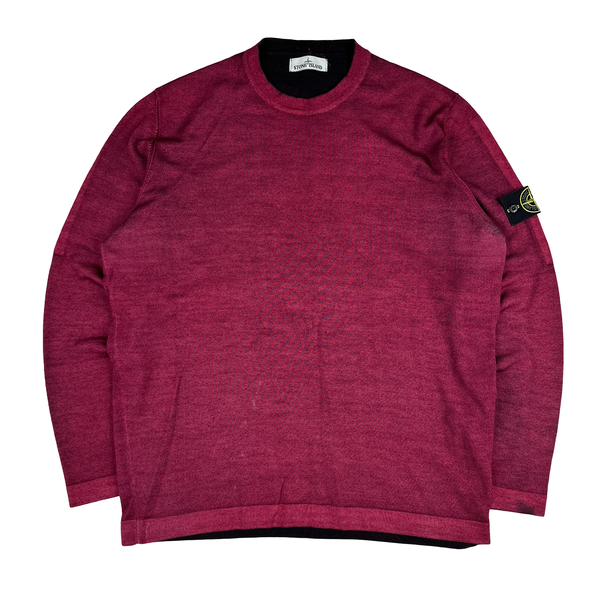 Stone Island 2018 Crimson Garment Dyed Knit Jumper - 3XL