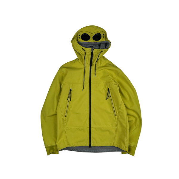 CP Company Yellow Soft Shell R Goggle Hooded Zipped Jacket - XL