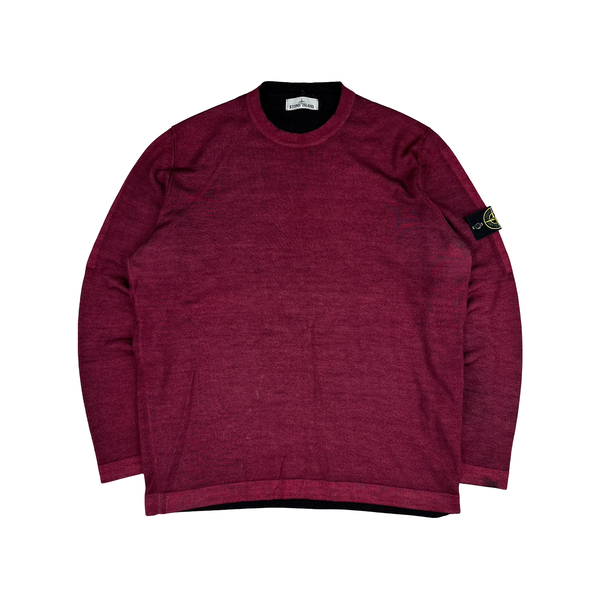 Stone Island 2018 Crimson Garment Dyed Knit Jumper - 3XL