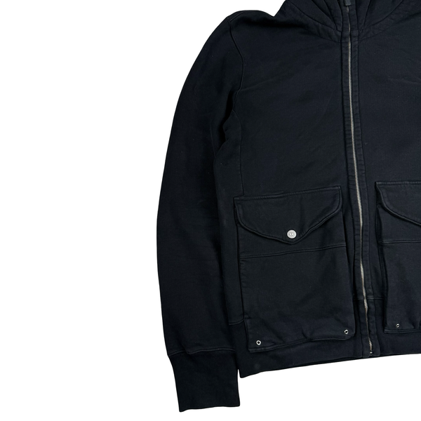 Stone Island 2009 Black Cotton Full Zipped Hoodie - Large