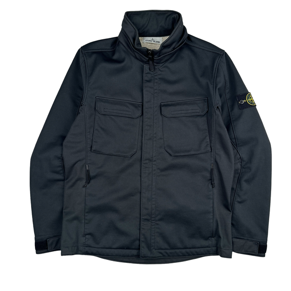 Stone Island Black Soft Shell R Terry Zipped Jacket - XL