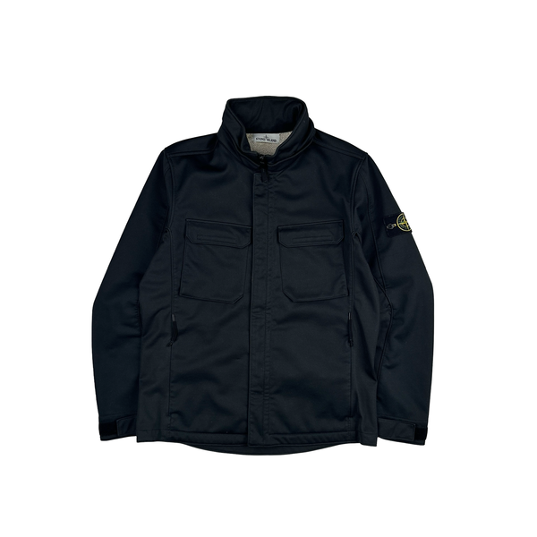 Stone Island Black Soft Shell R Terry Zipped Jacket - XL