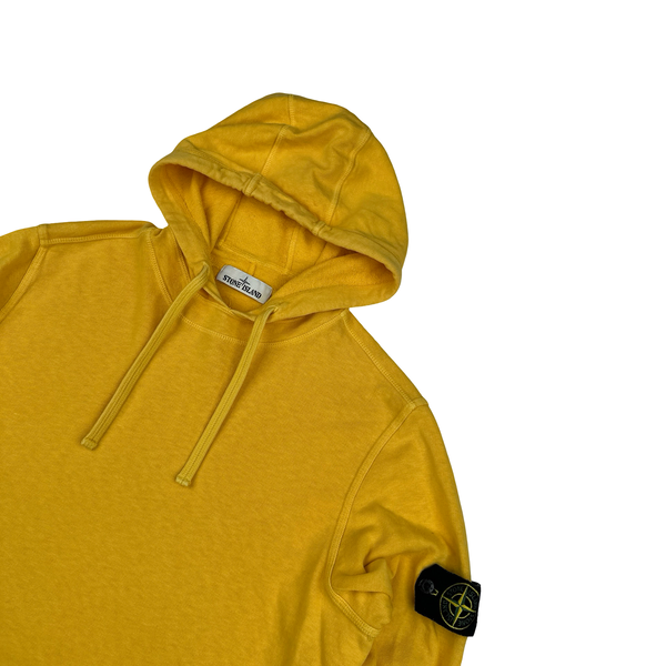 Stone Island 2018 Yellow Cotton Hooded Jumper - Large