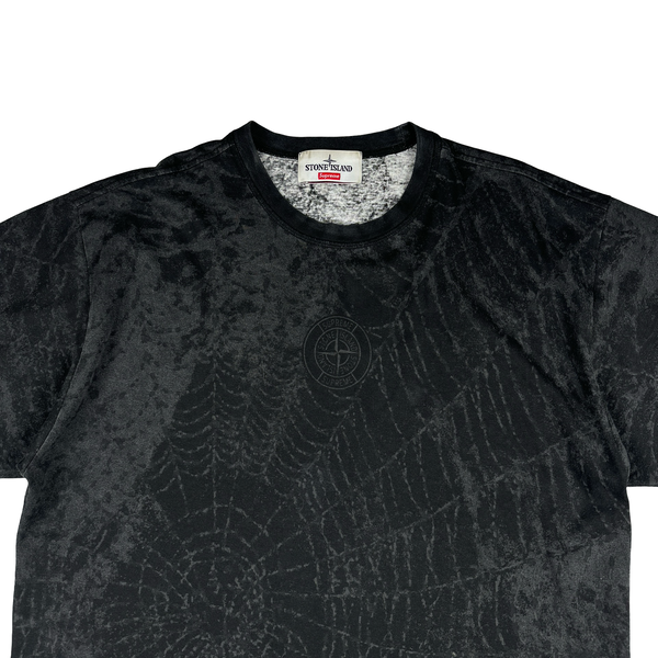Stone Island x Supreme 2023 Grey Spiderweb T Shirt - Medium