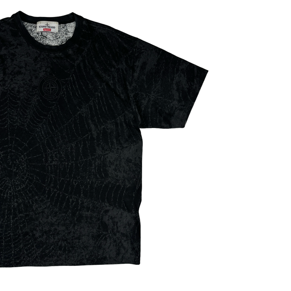 Stone Island x Supreme 2023 Grey Spiderweb T Shirt - Medium