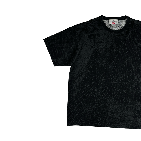 Stone Island x Supreme 2023 Grey Spiderweb T Shirt - Medium