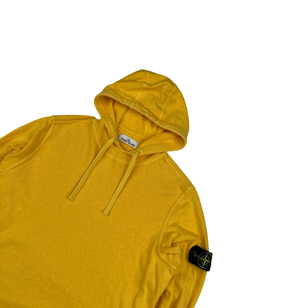 Stone Island 2018 Yellow Cotton Hooded Jumper - Large
