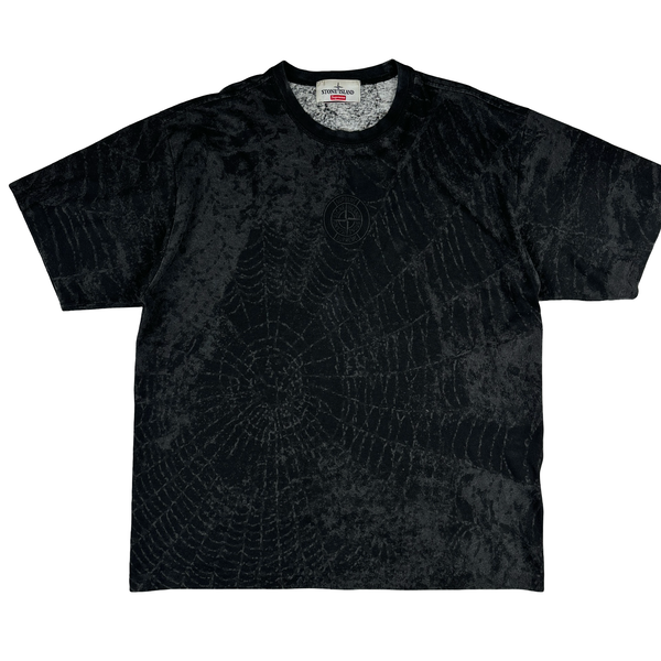 Stone Island x Supreme 2023 Grey Spiderweb T Shirt - Medium