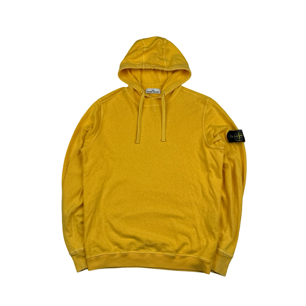Stone Island 2018 Yellow Cotton Hooded Jumper - Large