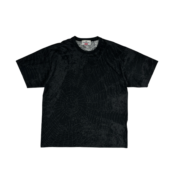 Stone Island x Supreme 2023 Grey Spiderweb T Shirt - Medium