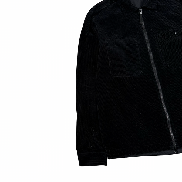 Stone Island 2024 Black Cotton Corduroy Full Zip Overshirt - Large