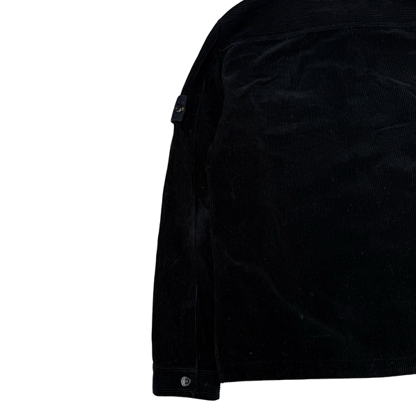 Stone Island 2024 Black Cotton Corduroy Full Zip Overshirt - Large