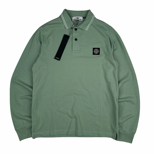 Stone Island 2022 Green Polo Longsleeve Shirt - Medium