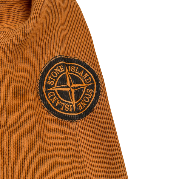 Stone Island Vintage 2004 Orange Cotton/Nylon Blend Knit Compass Jumper - XL