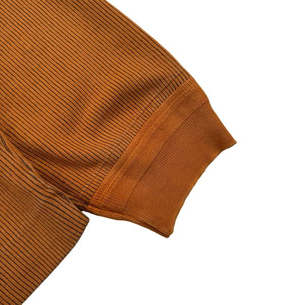 Stone Island Vintage 2004 Orange Cotton/Nylon Blend Knit Compass Jumper - XL