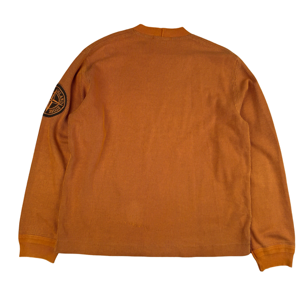 Stone Island Vintage 2004 Orange Cotton/Nylon Blend Knit Compass Jumper - XL