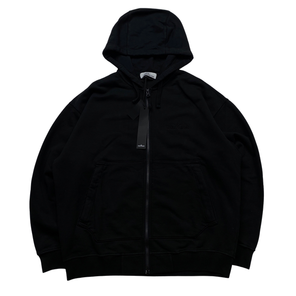 Stone Island 2023 Black Spellout Zipup Cotton Hoodie - Large – Mat's Island
