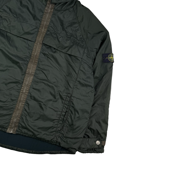 Stone Island 2000 Forest Green Vintage Fleece Lined Nylon Jacket - XXL