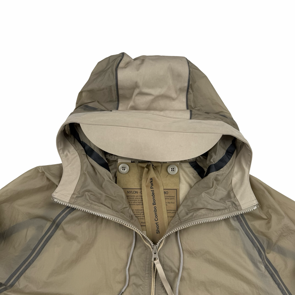 Ten C Beige Translucent Lightweight Short Combo Bonded Parka Jacket - Large (50)