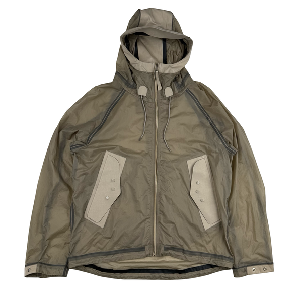 Ten C Beige Translucent Lightweight Short Combo Bonded Parka Jacket - Large (50)
