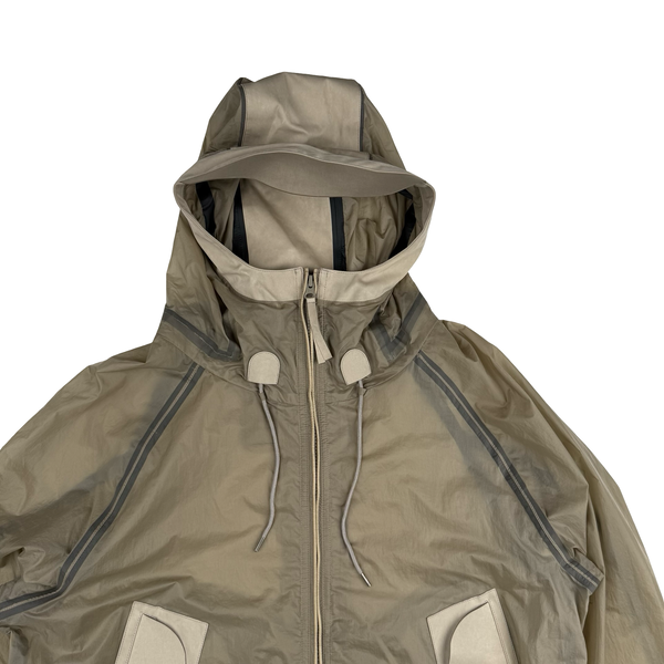 Ten C Beige Translucent Lightweight Short Combo Bonded Parka Jacket - Large (50)