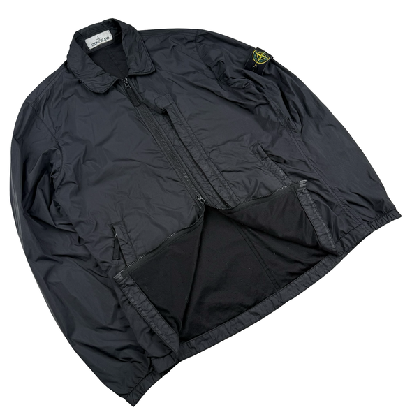 Stone Island 2020 Black Crinkle Reps Overshirt Jacket - Small