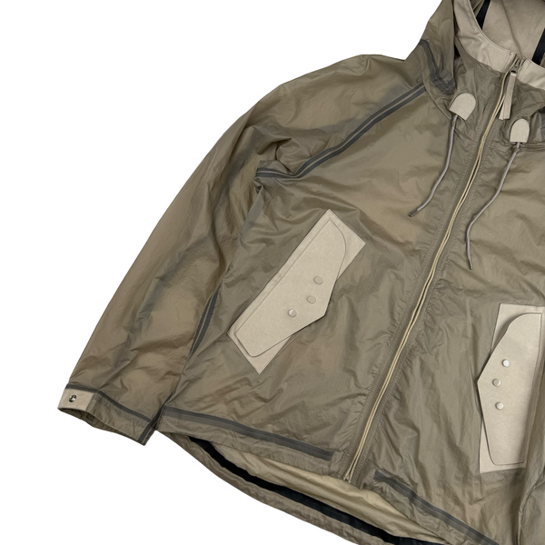 Ten C Beige Translucent Lightweight Short Combo Bonded Parka Jacket - Large (50)