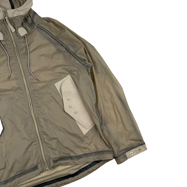 Ten C Beige Translucent Lightweight Short Combo Bonded Parka Jacket - Large (50)