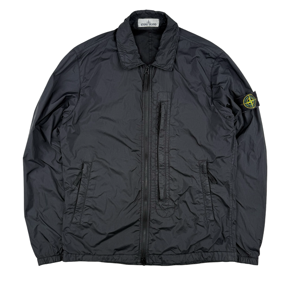 Stone Island 2020 Black Crinkle Reps Overshirt Jacket - Small