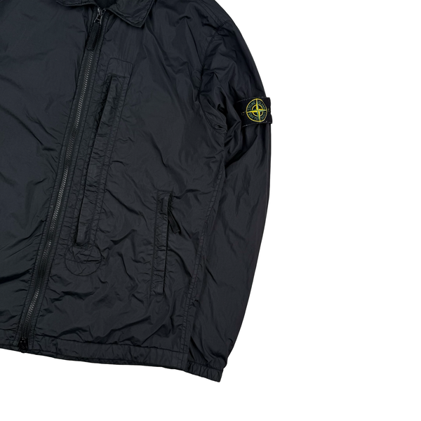 Stone Island 2020 Black Crinkle Reps Overshirt Jacket - Small