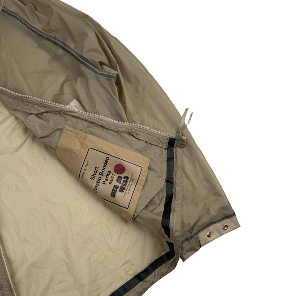 Ten C Beige Translucent Lightweight Short Combo Bonded Parka Jacket - Large (50)