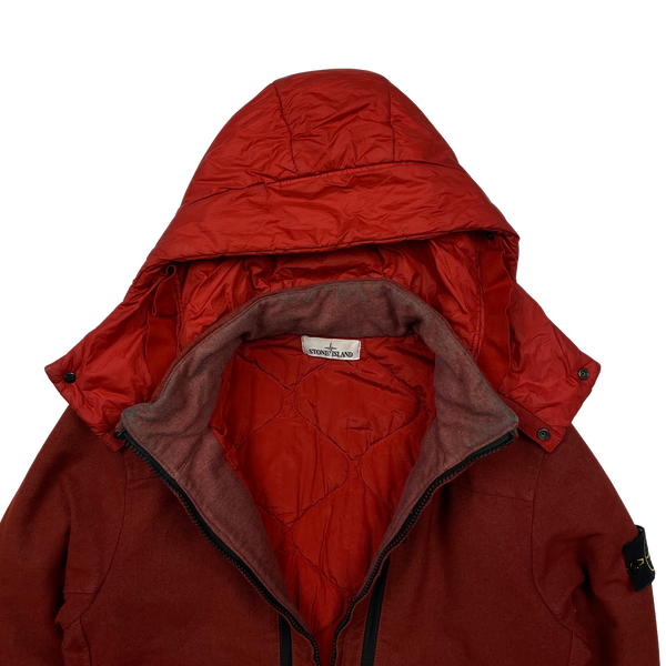 Stone Island Red Saia Doppia Faccia Winter Jacket - Large