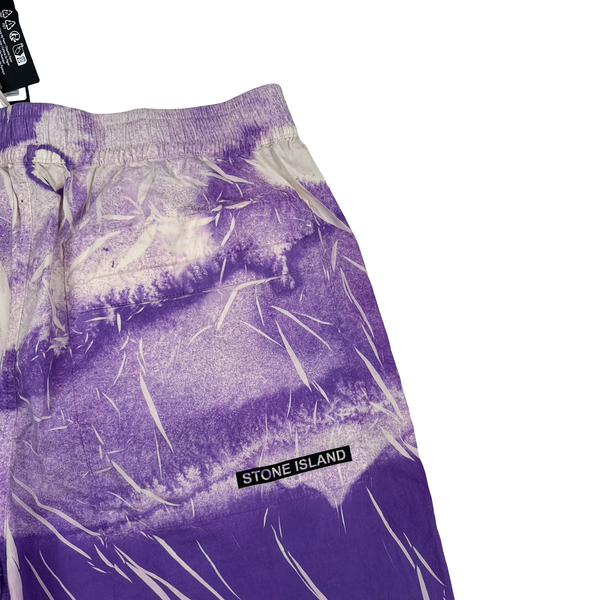 Stone Island 2024 Purple Tracery Spellout Shorts - 30"