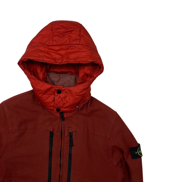 Stone Island Red Saia Doppia Faccia Winter Jacket - Large