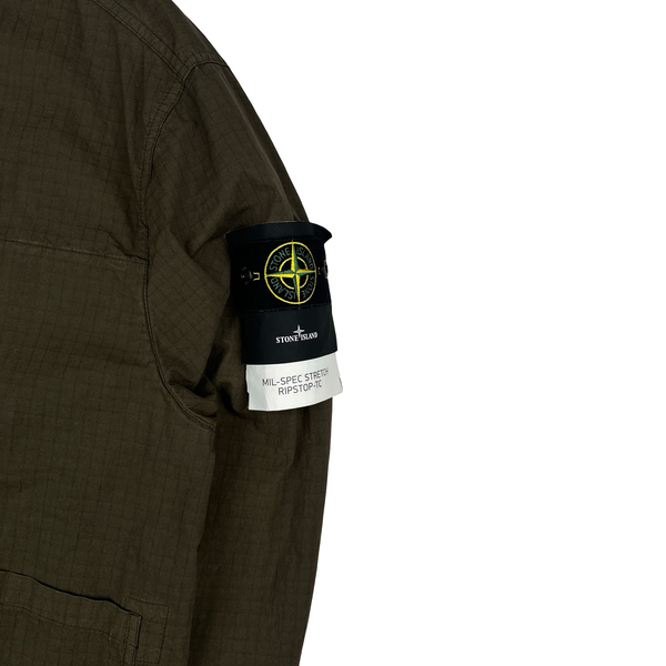 Stone Island 2025 Khaki MIL-SPEC Stretch Ripstop-TC Zipped Jacket - Large