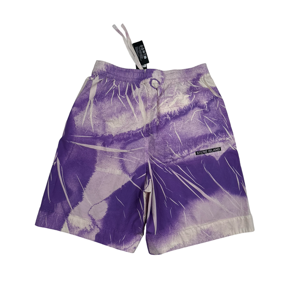 Stone Island 2024 Purple Tracery Spellout Shorts - 30"