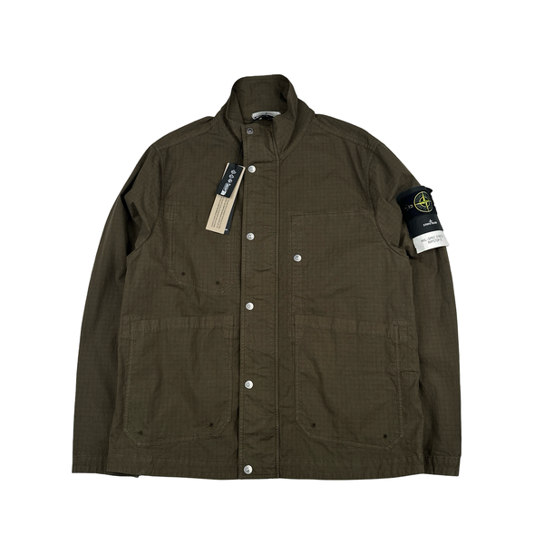 Stone Island 2025 Khaki MIL-SPEC Stretch Ripstop-TC Zipped Jacket - Large