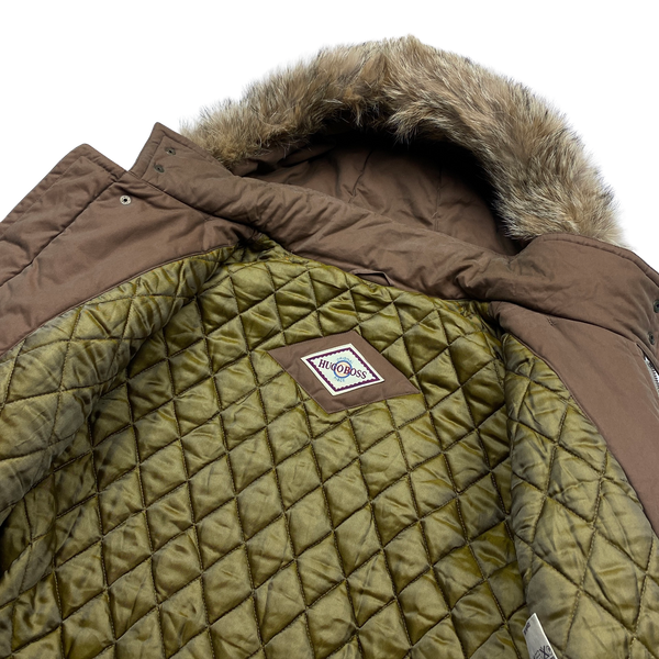 Hugo Boss Vintage Original Piece Fur Hooded Parka Jacket - XL